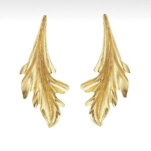 Oscar de la Renta Gold Leaf Earrings